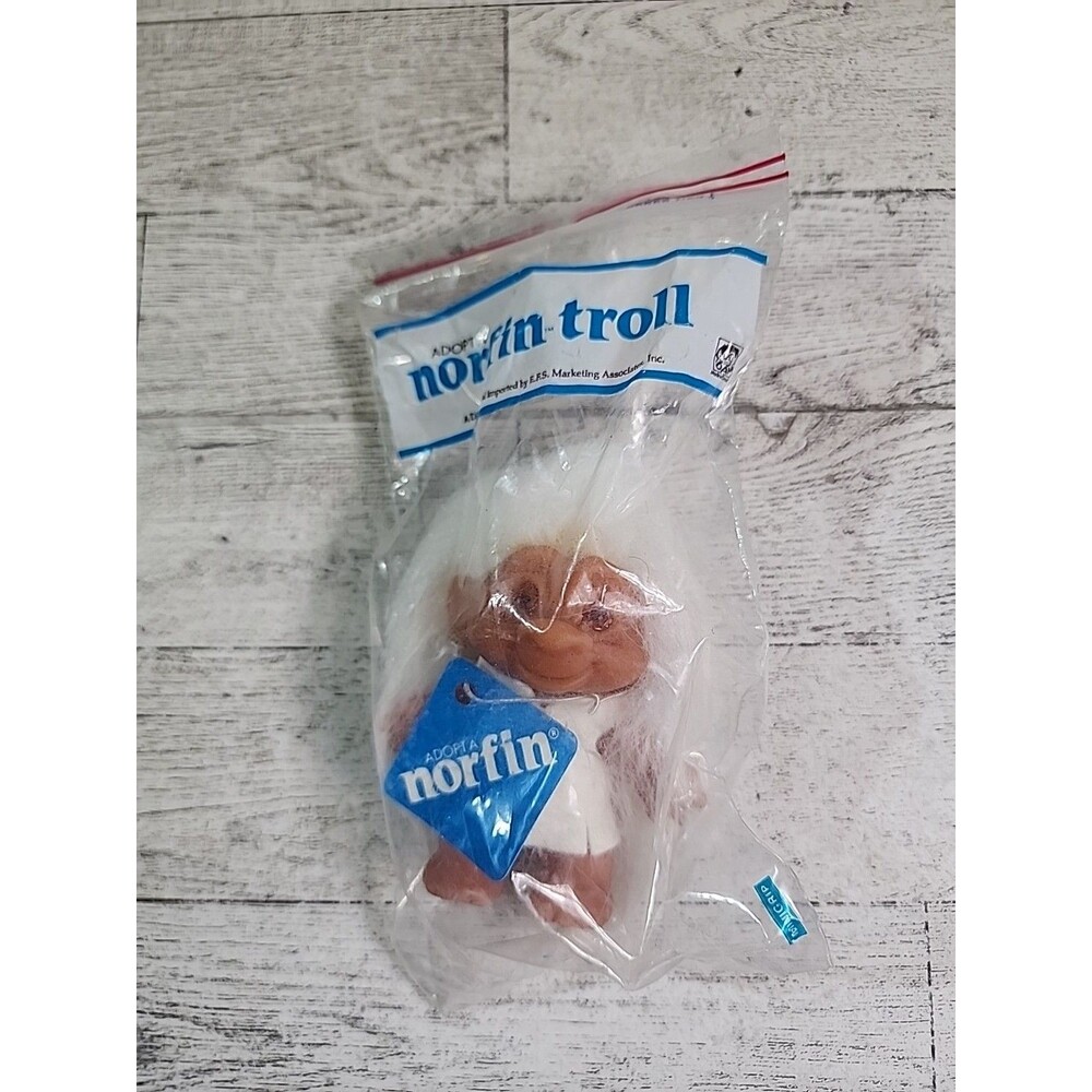 1980s Norfin Dam Troll Doll 3" The Tiny Ones Bagged Style #502 w/ TAG